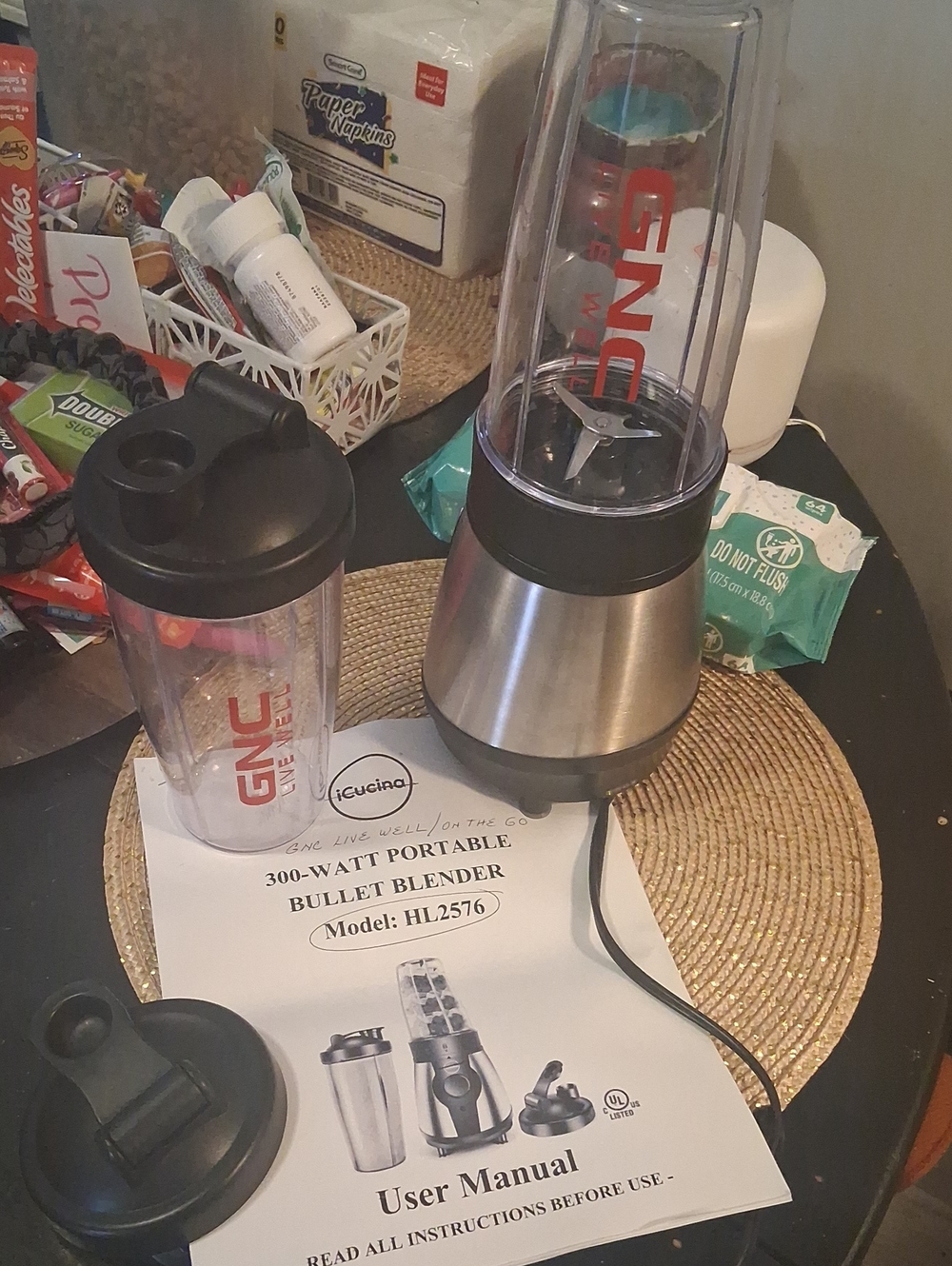 GNC Live Well Portable Bullet Blender - Clear + Stainless